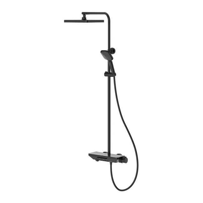 Piano Thermostatic 3 Way Shower System Black